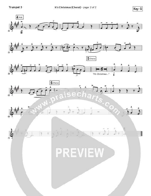 It's Christmas (Choral Anthem SATB) Trumpet 3 (Chris Tomlin / Arr. Luke Gambill)