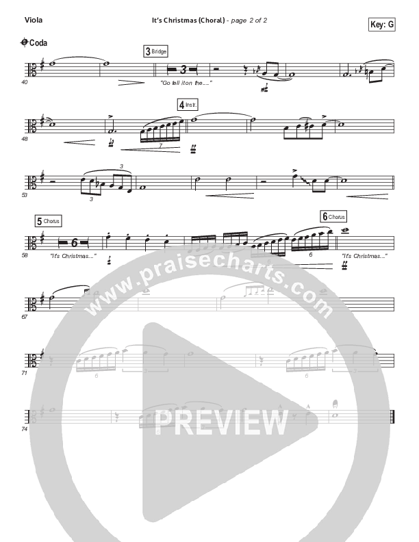 It's Christmas (Choral Anthem SATB) Viola (Chris Tomlin / Arr. Luke Gambill)