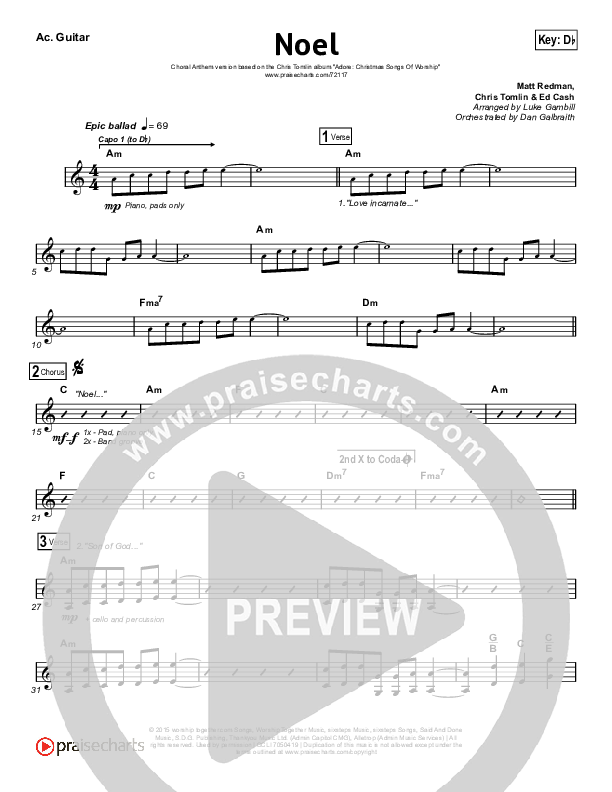 Noel (Choral Anthem SATB) Rhythm Chart (Lauren Daigle / Arr. Luke Gambill)