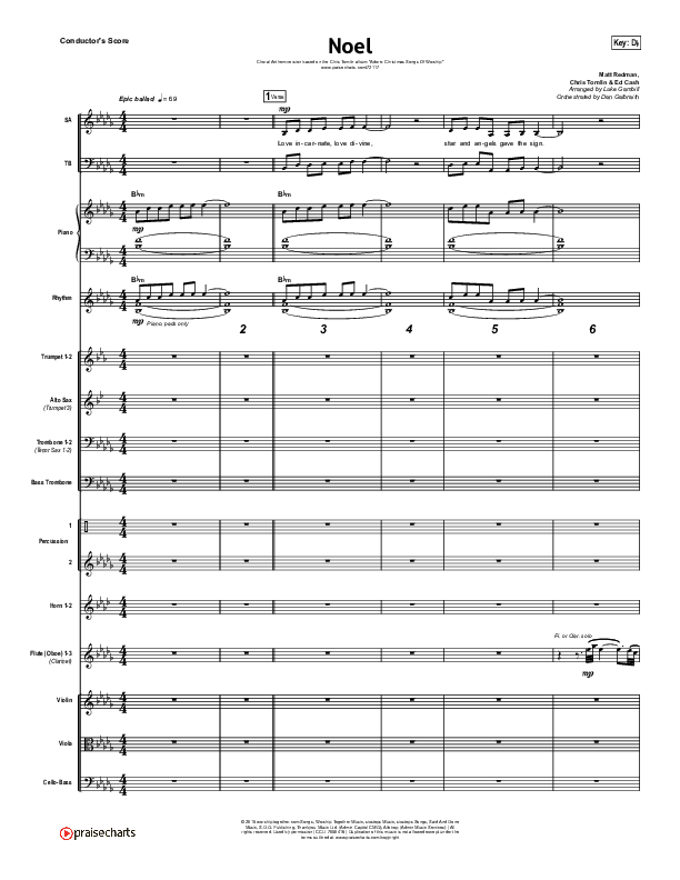 Noel (Choral Anthem SATB) Conductor's Score (Lauren Daigle / Arr. Luke Gambill)