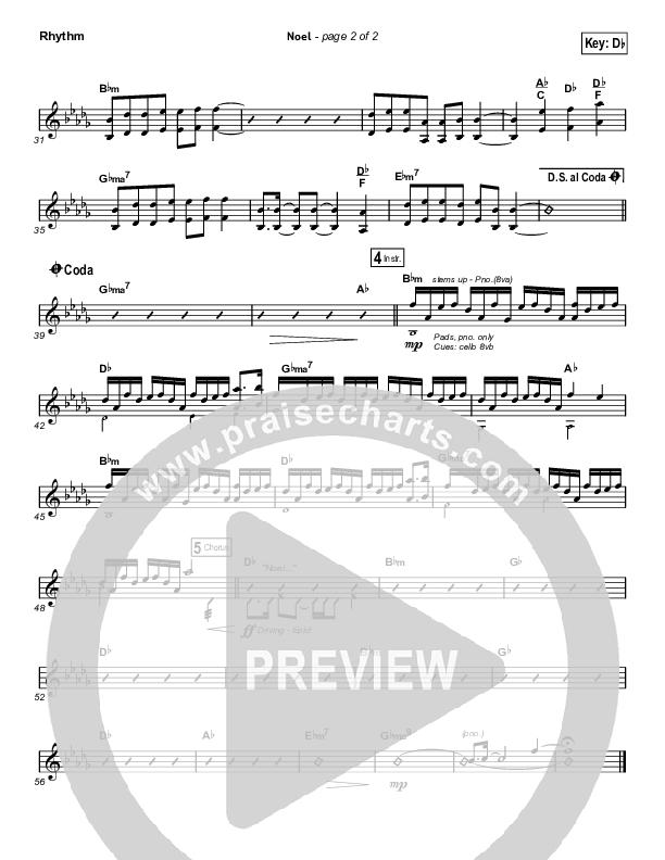 Noel (Choral Anthem SATB) Rhythm Chart (Lauren Daigle / Arr. Luke Gambill)