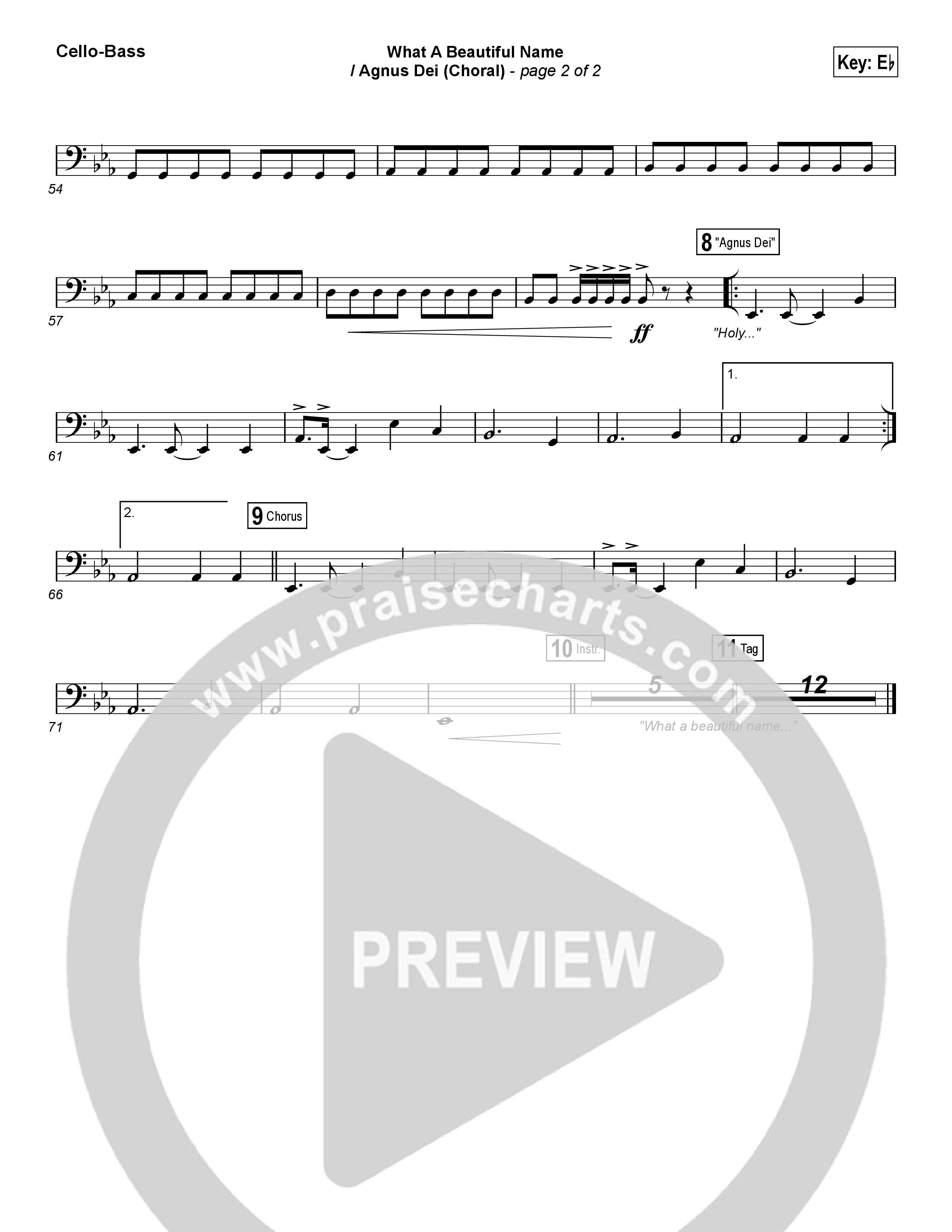 What A Beautiful Name / Agnus Dei (Medley) (Choral Anthem SATB) Cello/Bass (Travis Cottrell / Arr. Luke Gambill)