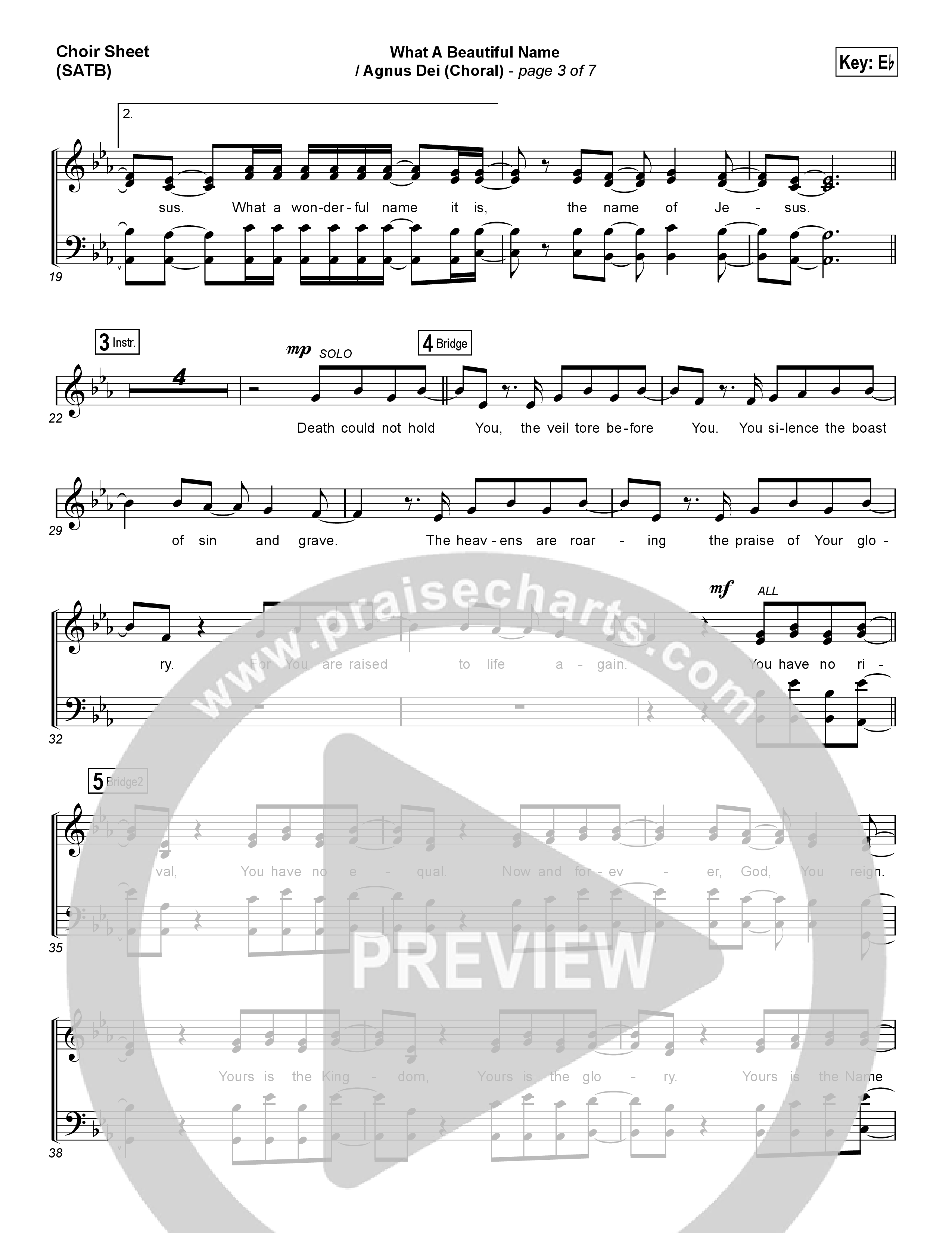 What A Beautiful Name / Agnus Dei (Medley) (Choral Anthem SATB) Choir Sheet (SATB) (Travis Cottrell / Arr. Luke Gambill)