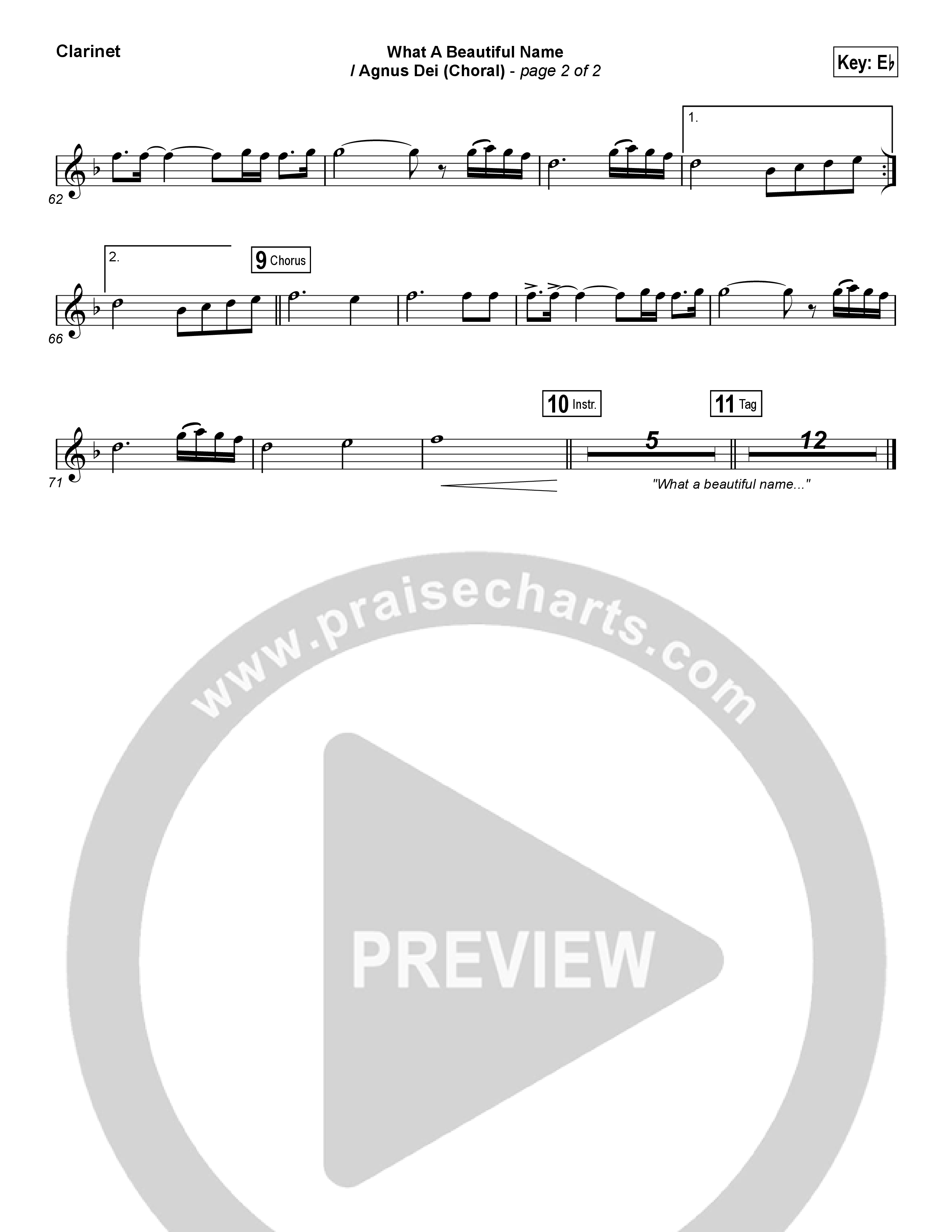 What A Beautiful Name / Agnus Dei (Medley) (Choral Anthem SATB) Clarinet (Travis Cottrell / Arr. Luke Gambill)