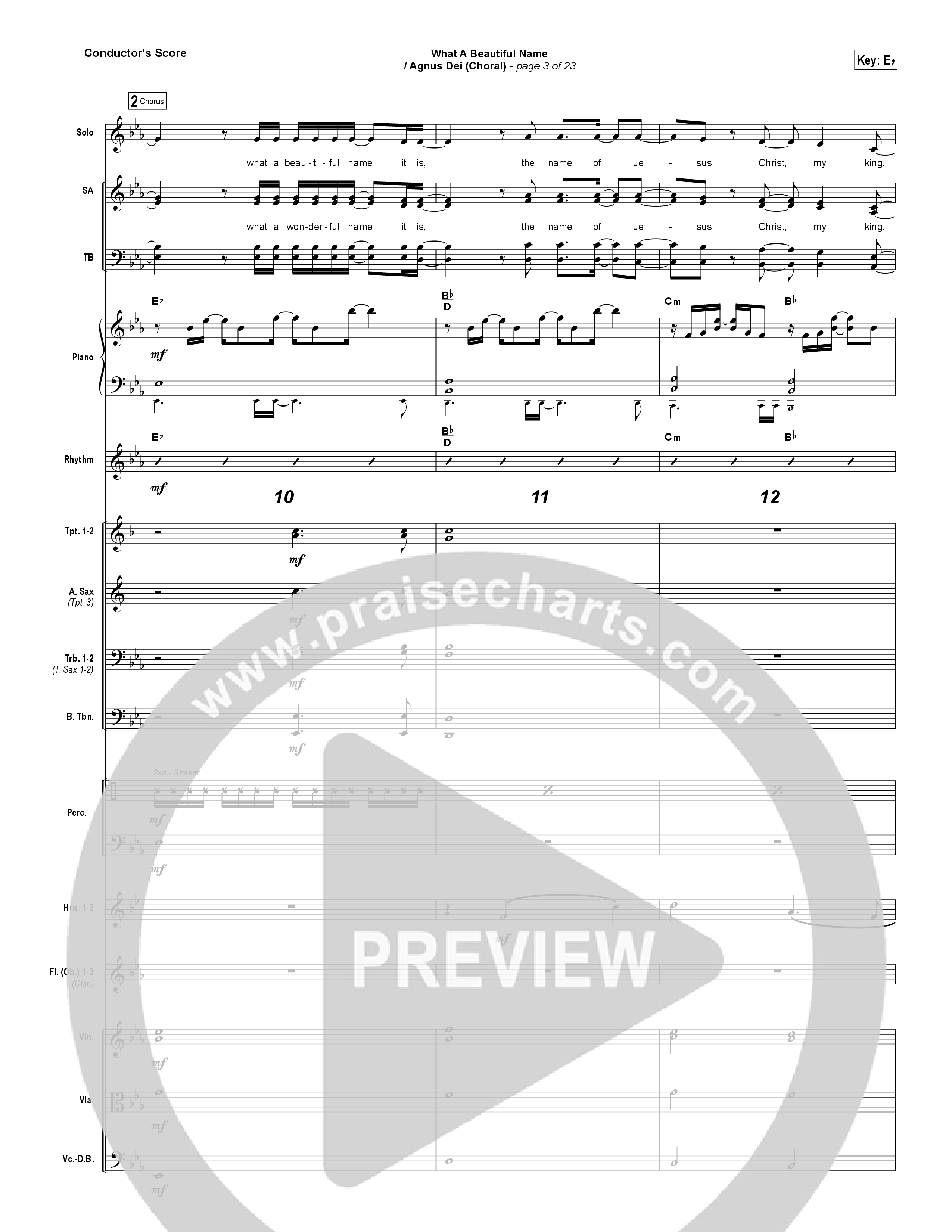 What A Beautiful Name / Agnus Dei (Medley) (Choral Anthem SATB) Conductor's Score (Travis Cottrell / Arr. Luke Gambill)