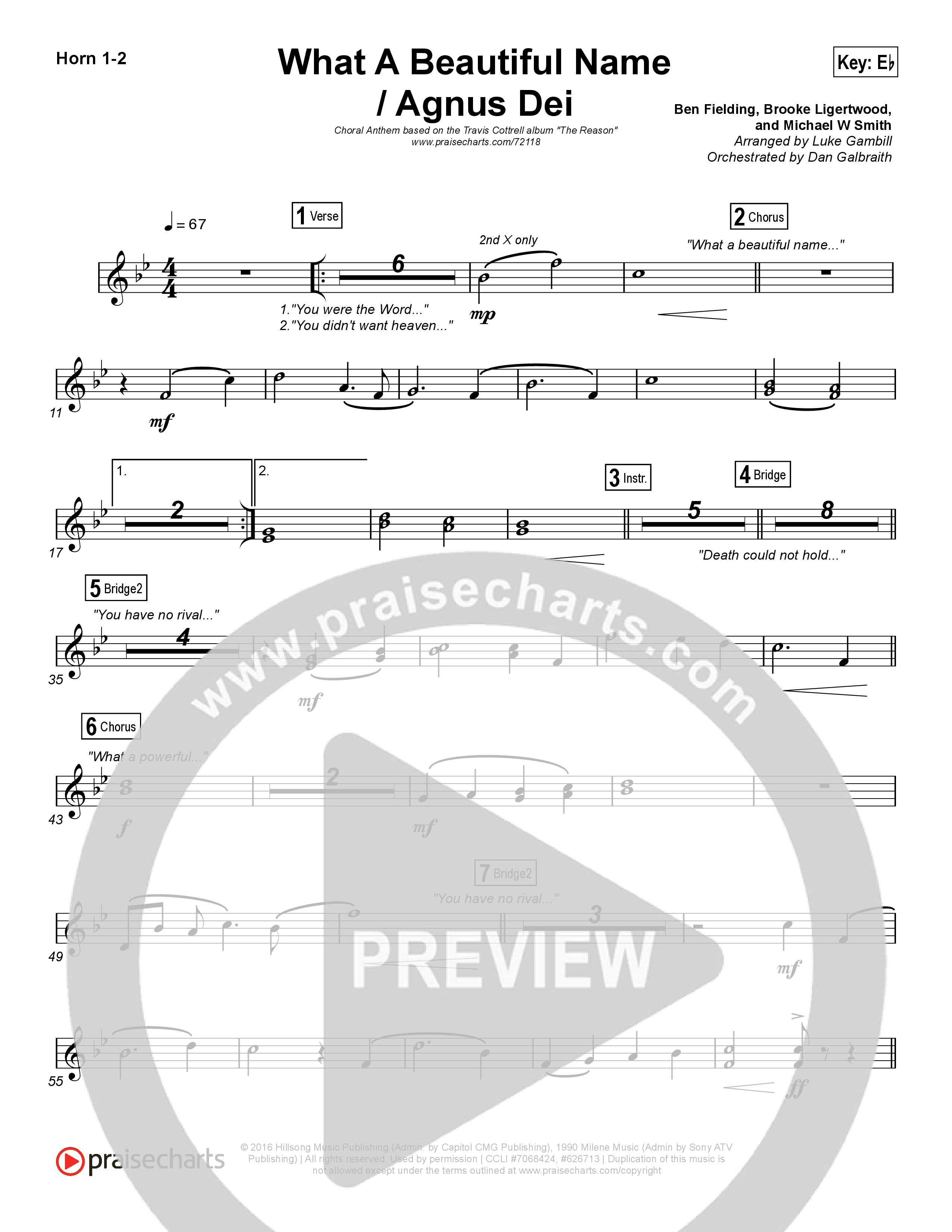 What A Beautiful Name / Agnus Dei (Medley) (Choral Anthem SATB) Brass Pack (Travis Cottrell / Arr. Luke Gambill)