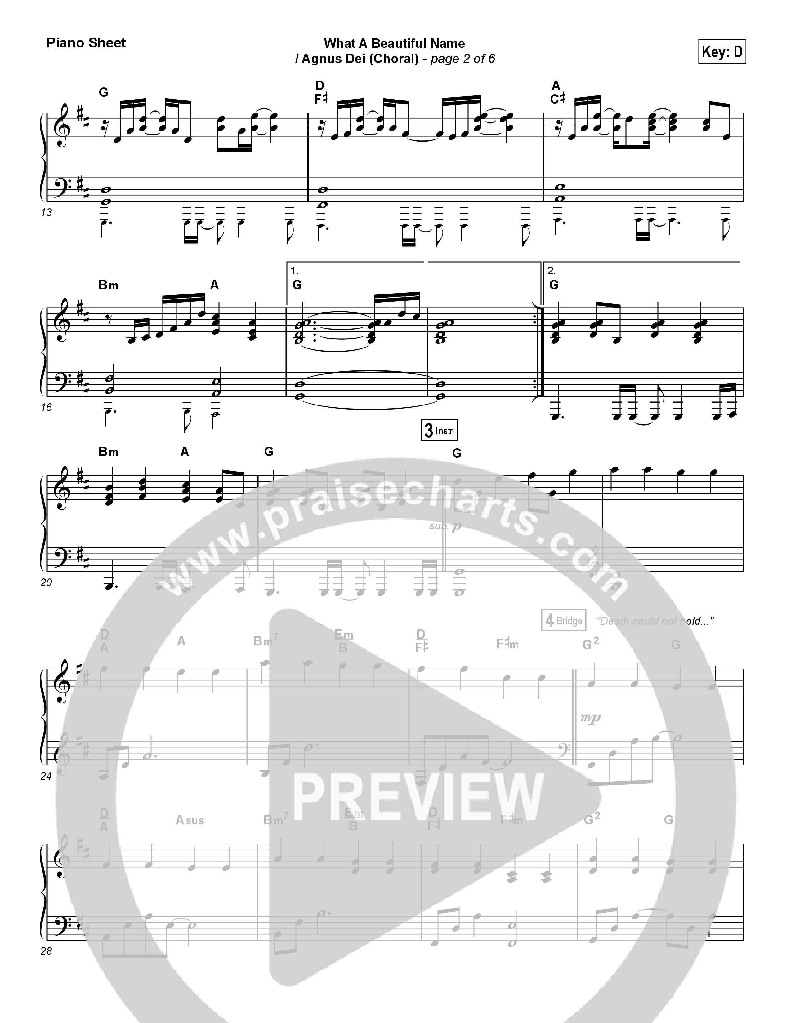 What A Beautiful Name / Agnus Dei (Medley) (Choral Anthem SATB) Piano Sheet (Travis Cottrell / Arr. Luke Gambill)