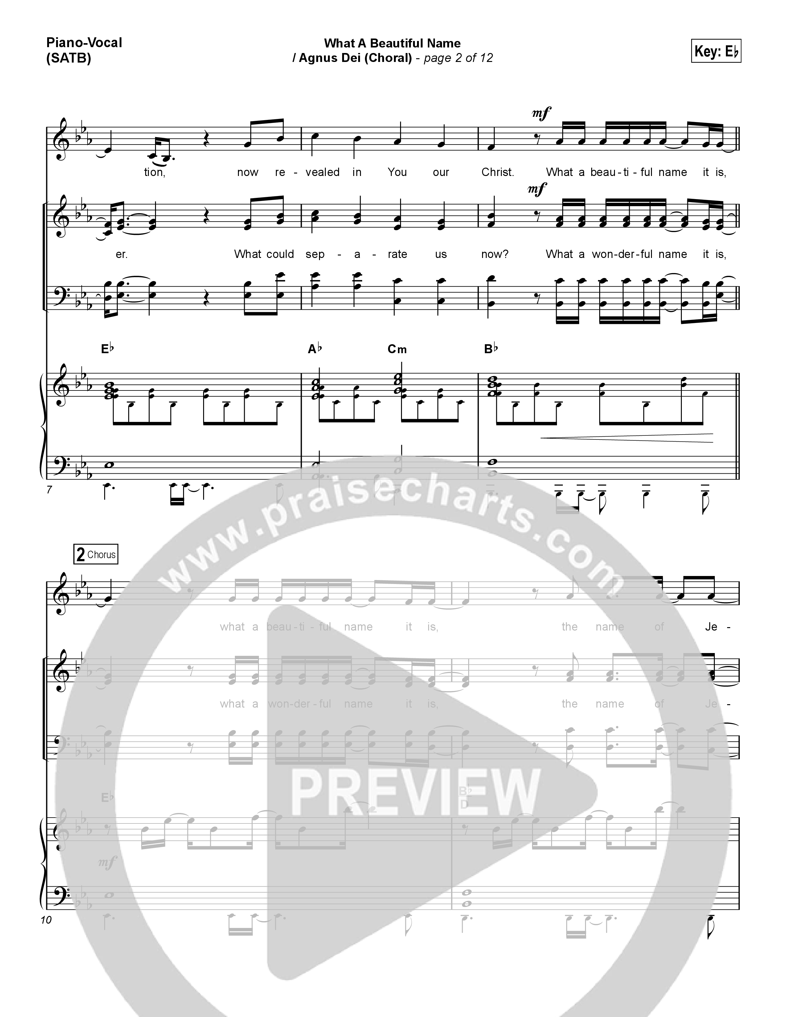 What A Beautiful Name / Agnus Dei (Medley) (Choral Anthem SATB) Piano/Vocal (SATB) (Travis Cottrell / Arr. Luke Gambill)