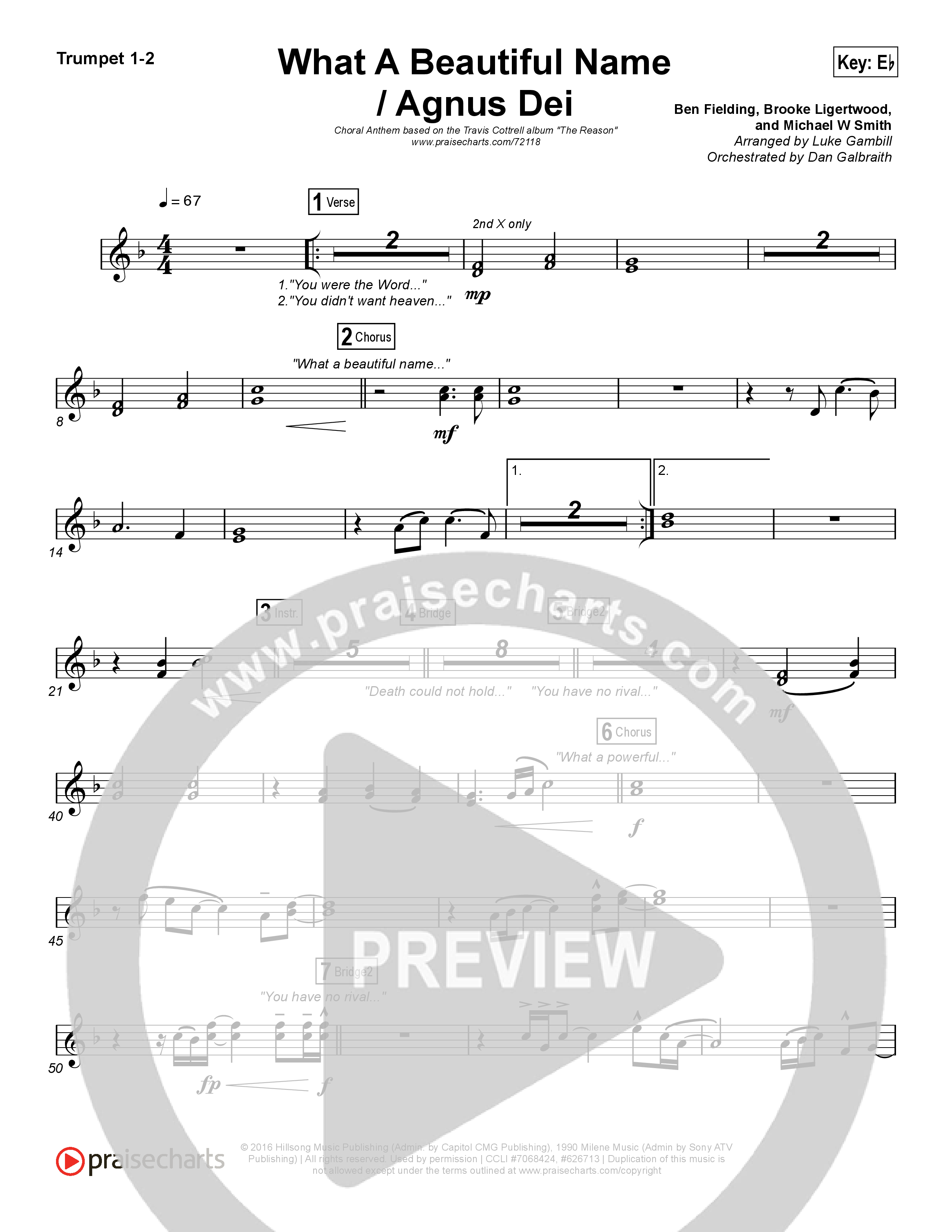 What A Beautiful Name / Agnus Dei (Medley) (Choral Anthem SATB) Brass Pack (Travis Cottrell / Arr. Luke Gambill)