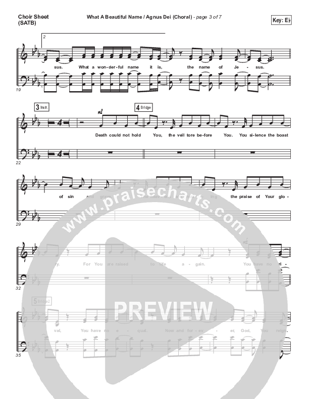 What A Beautiful Name / Agnus Dei (Medley) (Choral Anthem SATB) Choir Sheet (SATB) (Travis Cottrell / Arr. Luke Gambill)