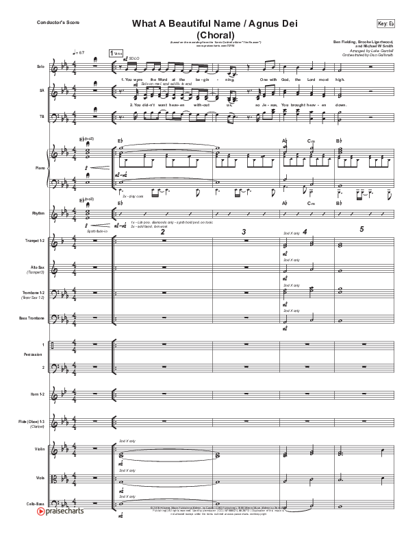 What A Beautiful Name / Agnus Dei (Medley) (Choral Anthem SATB) Orchestration (Travis Cottrell / Arr. Luke Gambill)
