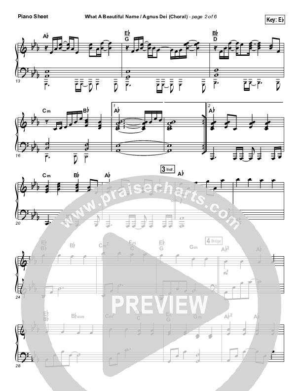 What A Beautiful Name / Agnus Dei (Medley) (Choral Anthem SATB) Piano Sheet (Travis Cottrell / Arr. Luke Gambill)