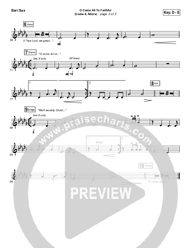 O Come All Ye Faithful (Come And Adore) Bari Sax (Darlene Zschech / HopeUC)