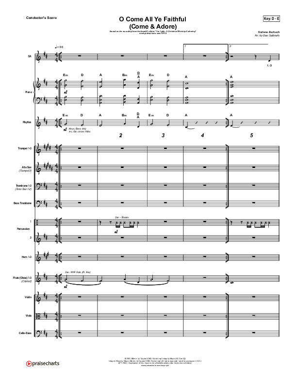 O Come All Ye Faithful (Come And Adore) Conductor's Score (Darlene Zschech / HopeUC)