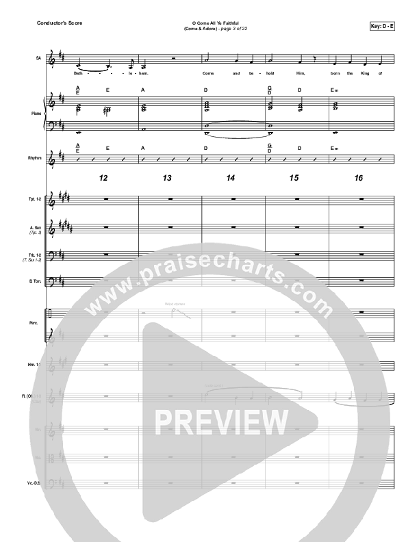 O Come All Ye Faithful (Come And Adore) Conductor's Score (Darlene Zschech / HopeUC)