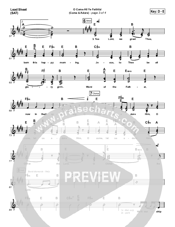 O Come All Ye Faithful (Come And Adore) Lead Sheet (SAT) (Darlene Zschech / HopeUC)