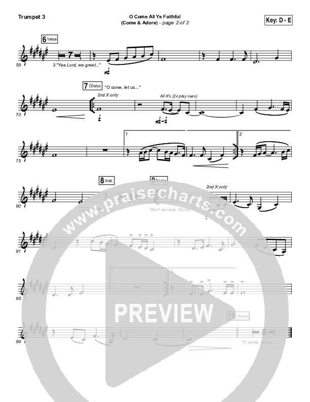 O Come All Ye Faithful (Come And Adore) Trumpet 3 (Darlene Zschech / HopeUC)