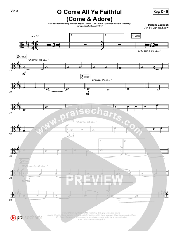 O Come All Ye Faithful (Come And Adore) Viola (Darlene Zschech / HopeUC)