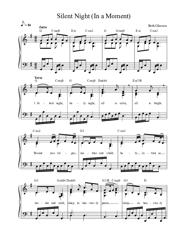 Silent Night Choir Sheet (SATB) (Darlene Zschech / HopeUC)