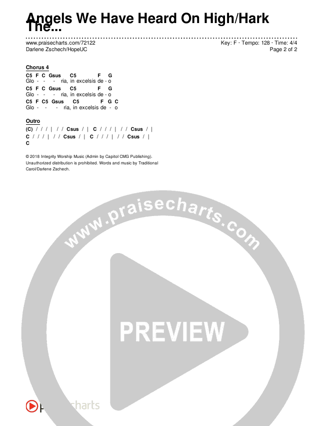 Angels We Have Heard On High/Hark The Herald Angels Sing Chords & Lyrics (Darlene Zschech / HopeUC)