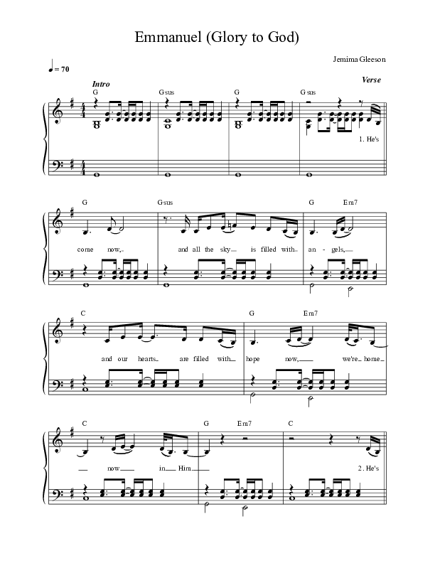 Emmanuel (Glory To God) Choir Sheet (SATB) (Darlene Zschech / HopeUC)