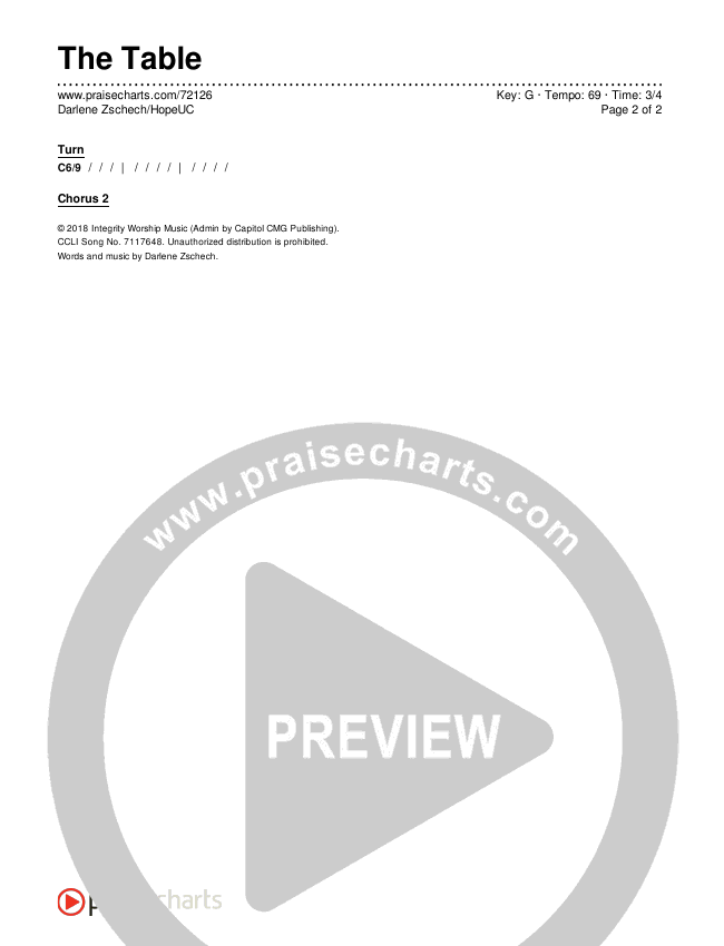 The Table Chords & Lyrics (Darlene Zschech / HopeUC)