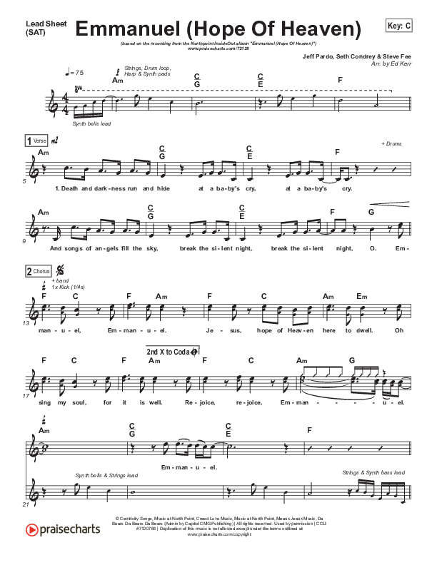 Emmanuel (Hope Of Heaven) Lead (SAT) (North Point Worship)