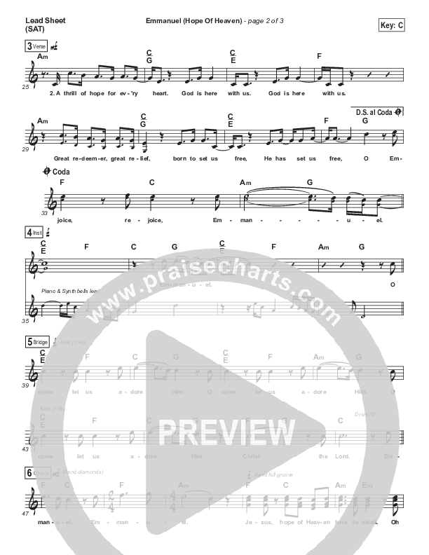 Emmanuel (Hope Of Heaven) Lead (SAT) (North Point Worship)