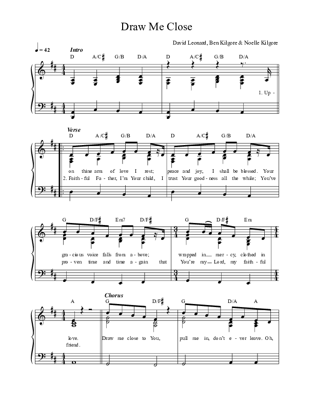 Draw Me Close Choir Sheet (SATB) (Ben & Noelle Kilgore)