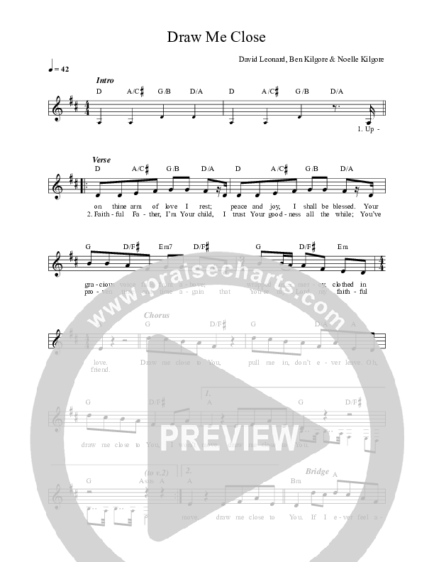 Draw Me Close Lead Sheet (Ben & Noelle Kilgore)