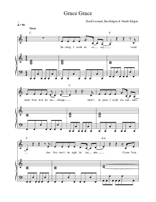 Grace Grace Piano/Vocal (Ben & Noelle Kilgore)