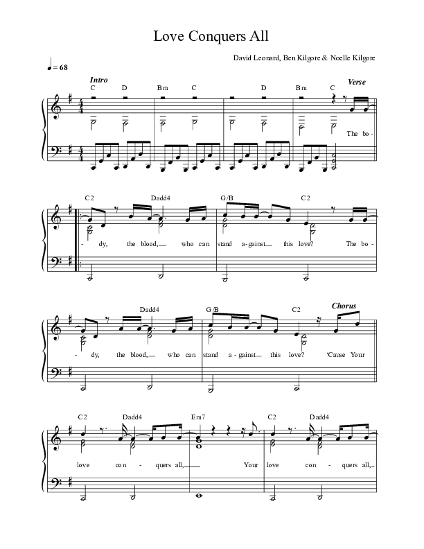 Love Conquers All Choir Sheet (SATB) (Ben & Noelle Kilgore)