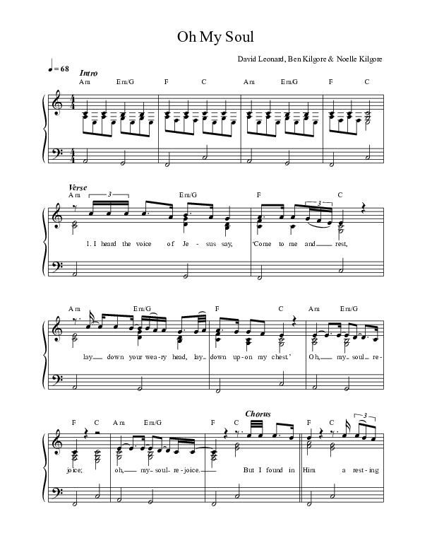 Oh My Soul Choir Sheet (SATB) (Ben & Noelle Kilgore)