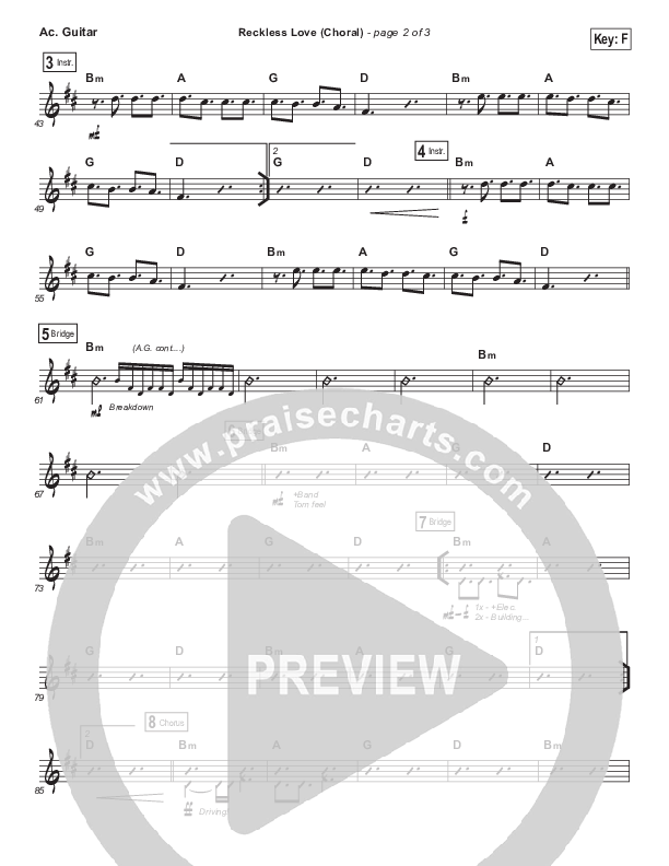 Reckless Love (Choral Anthem SATB) Acoustic Guitar (Bethel Music / Cory Asbury / Arr. Luke Gambill)
