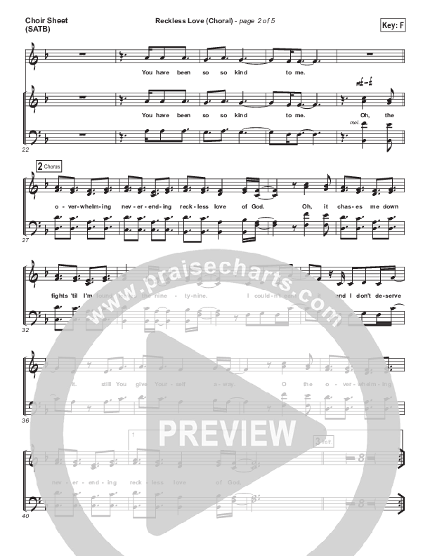 Reckless Love (Choral Anthem SATB) Choir Sheet (SATB) (Bethel Music / Cory Asbury / Arr. Luke Gambill)