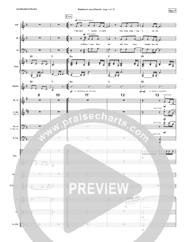 Reckless Love (Choral Anthem SATB) Conductor's Score (Bethel Music / Cory Asbury / Arr. Luke Gambill)