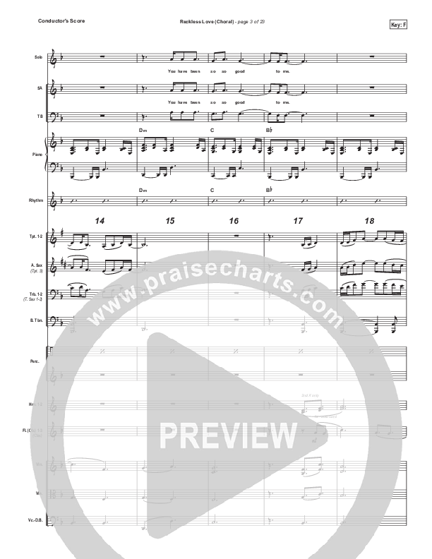 Reckless Love (Choral Anthem SATB) Conductor's Score (Bethel Music / Cory Asbury / Arr. Luke Gambill)