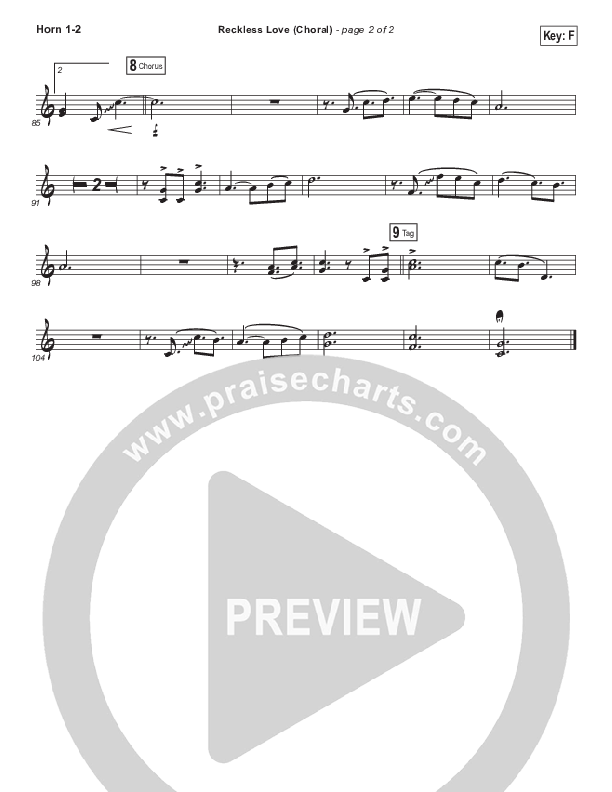 Reckless Love (Choral Anthem SATB) French Horn 1/2 (Bethel Music / Cory Asbury / Arr. Luke Gambill)