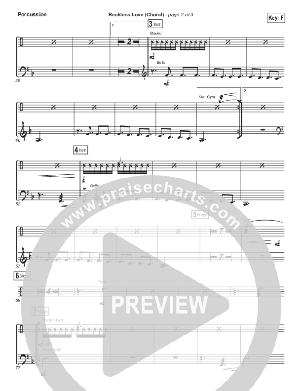 Reckless Love (Choral Anthem SATB) Percussion (Bethel Music / Cory Asbury / Arr. Luke Gambill)