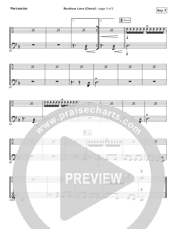 Reckless Love (Choral Anthem SATB) Percussion (Bethel Music / Cory Asbury / Arr. Luke Gambill)