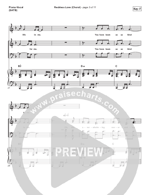 Reckless Love (Choral Anthem SATB) Piano/Vocal Pack (Bethel Music / Cory Asbury / Arr. Luke Gambill)