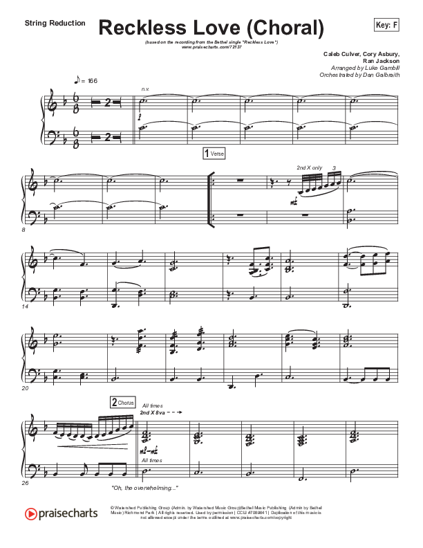 Reckless Love (Choral Anthem SATB) Synth Strings (Bethel Music / Cory Asbury / Arr. Luke Gambill)