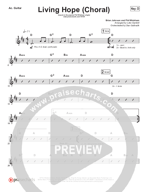 Living Hope (Choral Anthem SATB) Rhythm Chart (Phil Wickham / Arr. Luke Gambill)