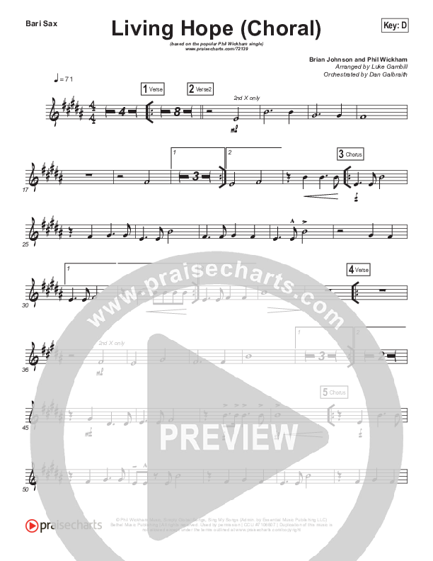 Living Hope (Choral Anthem SATB) Bari Sax (Phil Wickham / Arr. Luke Gambill)