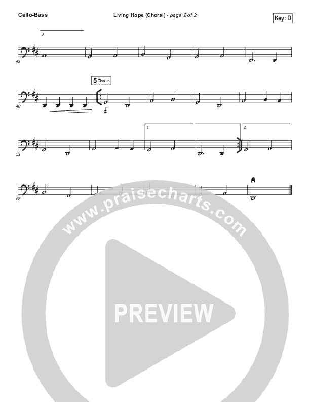 Living Hope (Choral Anthem SATB) Cello/Bass (Phil Wickham / Arr. Luke Gambill)