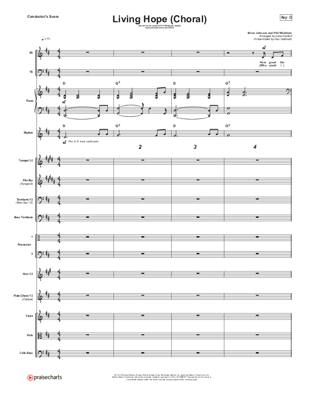 Living Hope (Choral Anthem SATB) Conductor's Score (Phil Wickham / Arr. Luke Gambill)