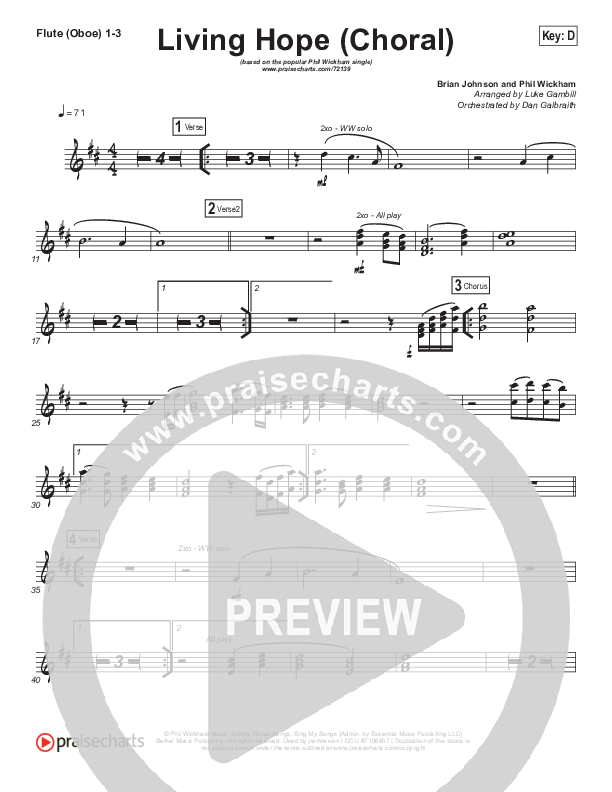 Living Hope (Choral Anthem SATB) Flute/Oboe 1/2/3 (Phil Wickham / Arr. Luke Gambill)
