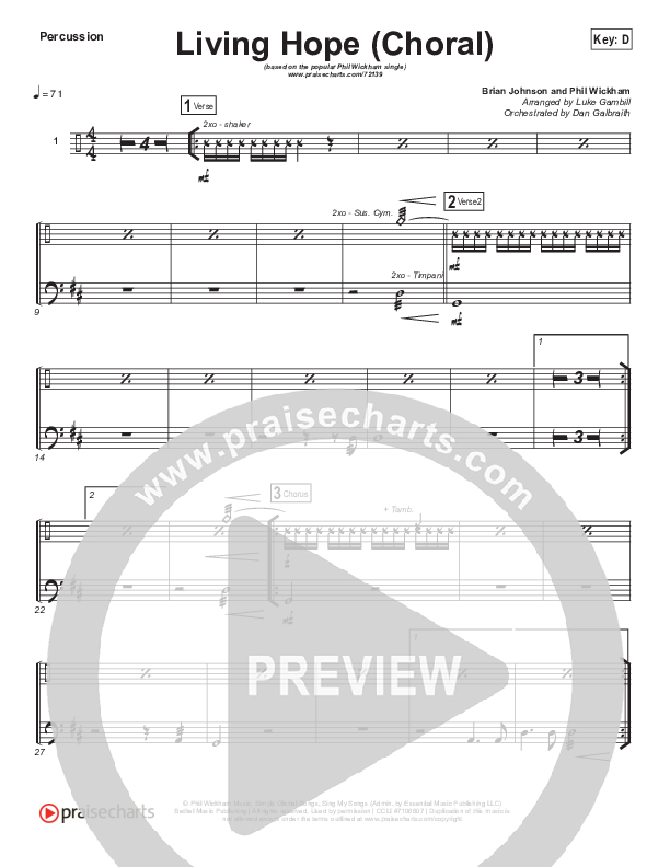 Living Hope (Choral Anthem SATB) Percussion (Phil Wickham / Arr. Luke Gambill)