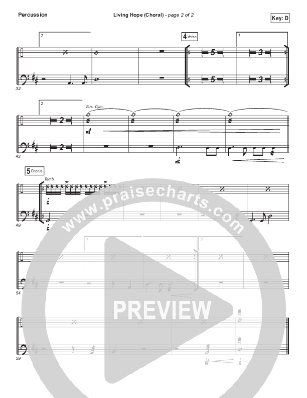 Living Hope (Choral Anthem SATB) Percussion (Phil Wickham / Arr. Luke Gambill)