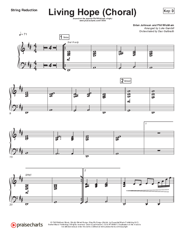 Living Hope (Choral Anthem SATB) String Pack (Phil Wickham / Arr. Luke Gambill)